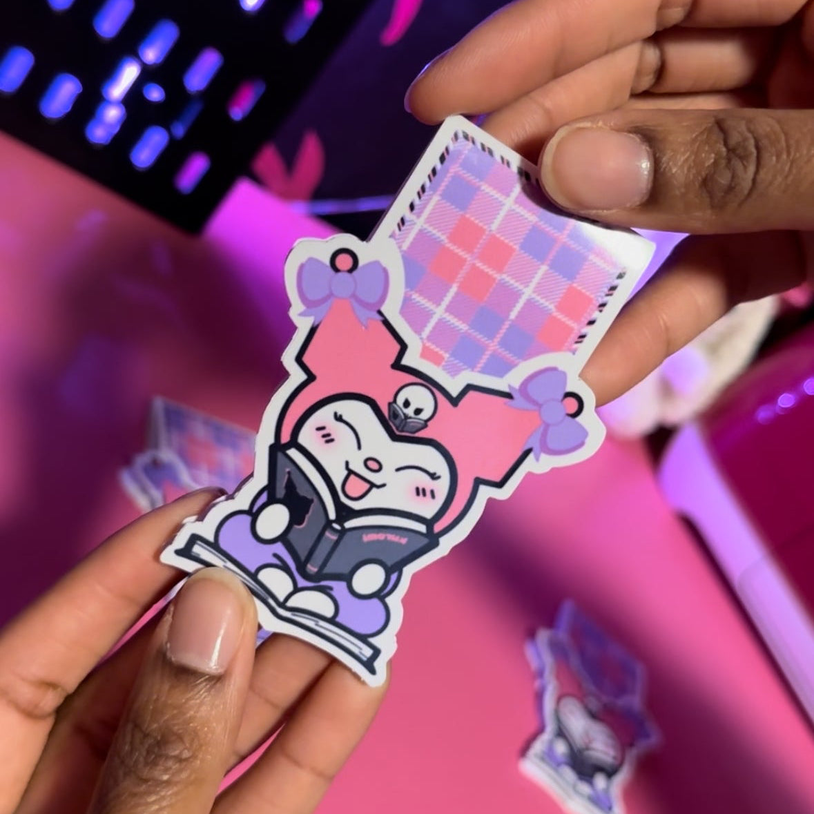Plaid Kuromi Magnetic Bookmark